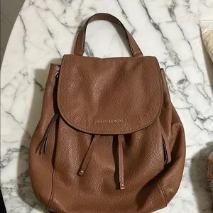 Michael Kors Brown Leather Backpack Classic Design Dallas Medium Signature Logo Backpack in BROWN - Sale  main image 2